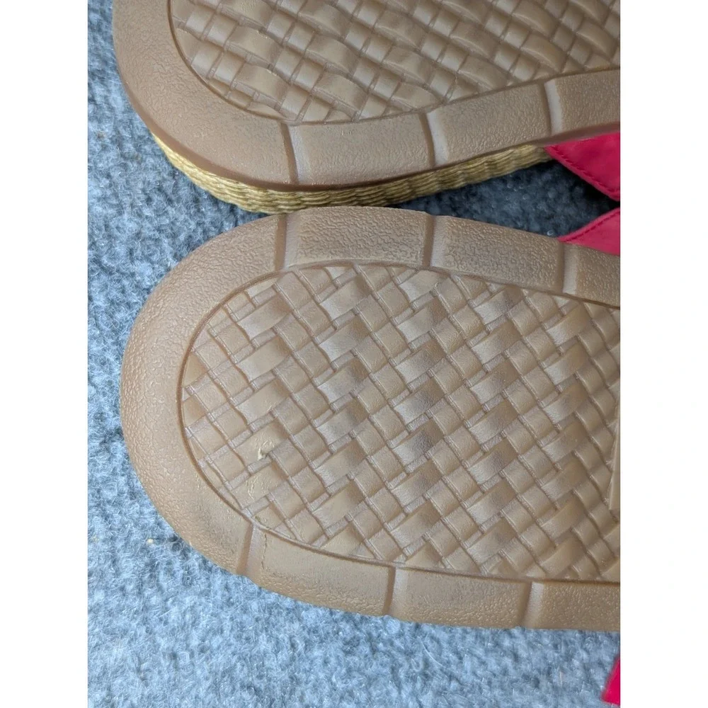 Clarks Collection Leather Slide Sandals Reileigh May Red Women's 9 W Wide
